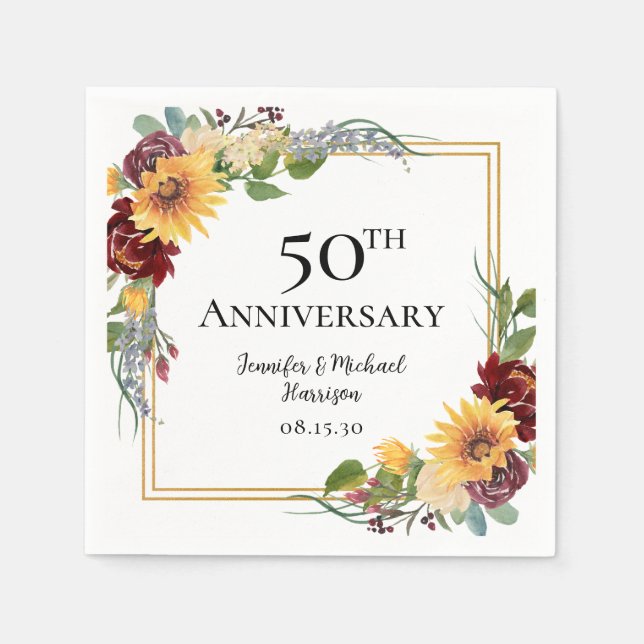 Serviette En Papier Tournesols 50e anniversaire (Devant)