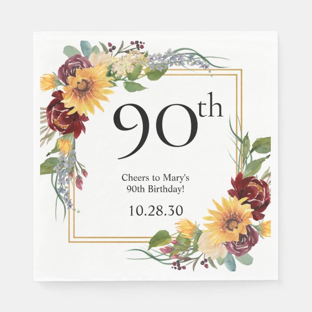 Serviette En Papier Tournesols 90e anniversaire (Devant)