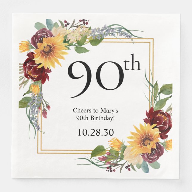 Serviette En Papier Tournesols 90e anniversaire (Devant)