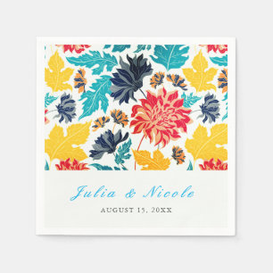 Serviette En Papier Tournesols Aquarelle Jaune Bleu Naturel Mariage