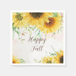 Serviette En Papier Tournesols d'automne avec texte personnalisable 