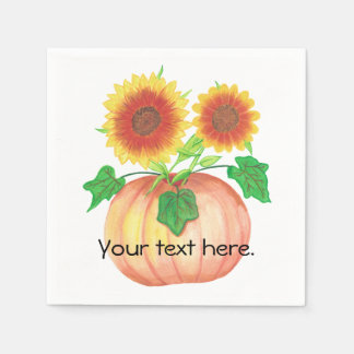 Serviette En Papier Tournesols d'automne en citrouille avec feuilles s