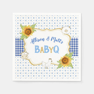 Serviette En Papier Tournesols de campagne à carreaux bleus Baby Q Bar