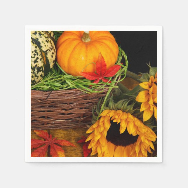Serviette En Papier Tournesols de récolte d'automne (Devant)