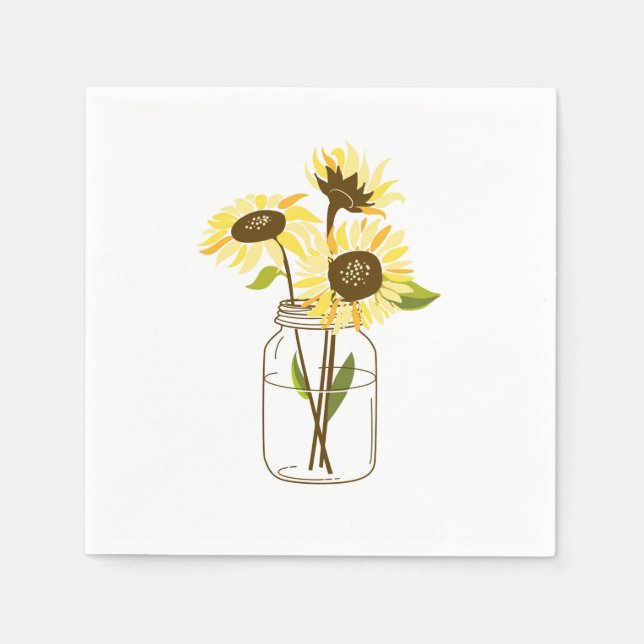 Serviette En Papier Tournesols En Papier Mason Jar (Devant)