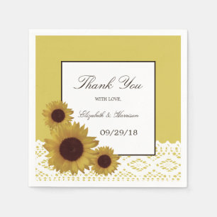 Serviette En Papier Tournesols et Mariage en dentelle Vintage