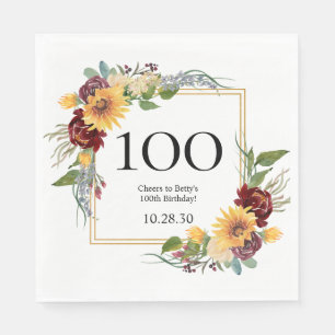 Serviette En Papier Tournesols pour les 100 ans