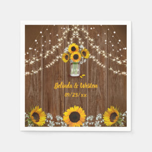 Serviette En Papier Tournesols rustiques et Mariage Mason Jar