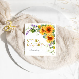 Serviette En Papier Tournesols rustiques & serviettes Mariage Lavander
