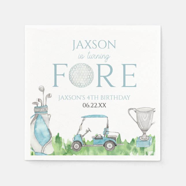 Serviette En Papier Tournez Fore Blue Golf 4e anniversaire (Devant)