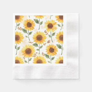 Serviette En Papier Tournsole Jaune Aquarelle Floral Fantaisiste
