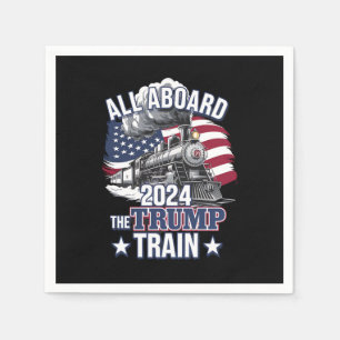 Serviette En Papier Tous à bord du train Trump Trump 2024 Patriotique