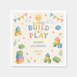 Serviette En Papier Tous âges, Blocs de construction enfants anniversa
