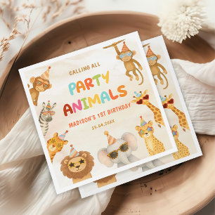 Serviette En Papier Tous les fêtards en safari 1er anniversaire