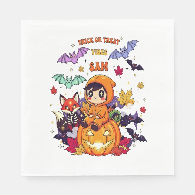 Serviette En Papier Tous Réservés Pour Halloween Professeur Ghost (Devant)