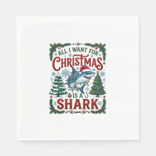 Serviette En Papier Tous Veulent des Arbres de Noël Requin