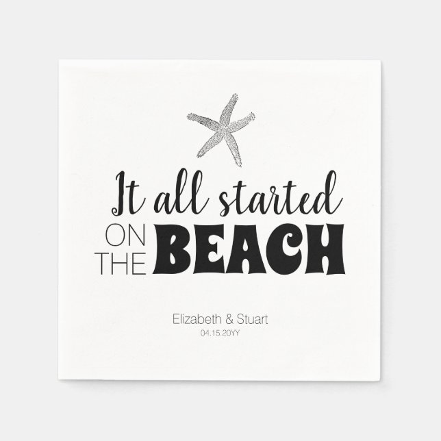 Serviette En Papier Tout a commencé sur la Beach Wedding Starfish Part (Devant)