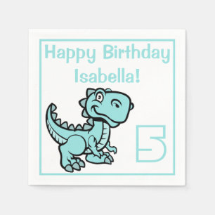 Serviette En Papier Tout âge Turquoise T Rex Dinosaur Anniversaire