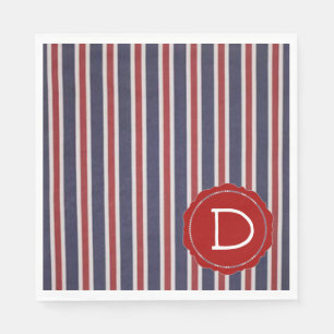 Serviette En Papier Tout-Américain Monogrammed Patriotic Striped Desig