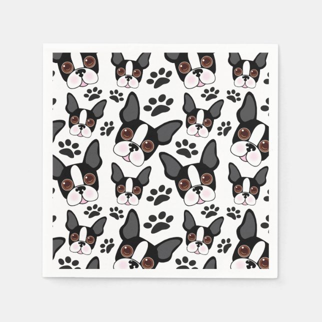 Serviette En Papier Tout American Boston Terrier Pet Puppy Dog (Devant)