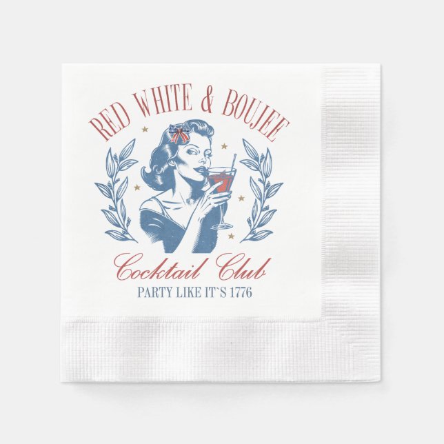 Serviette En Papier Tout American Red White et Boujee (Devant)