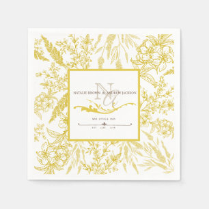 Serviette En Papier TOUT Anniversaire Élégant fleur sauvage Monogram N