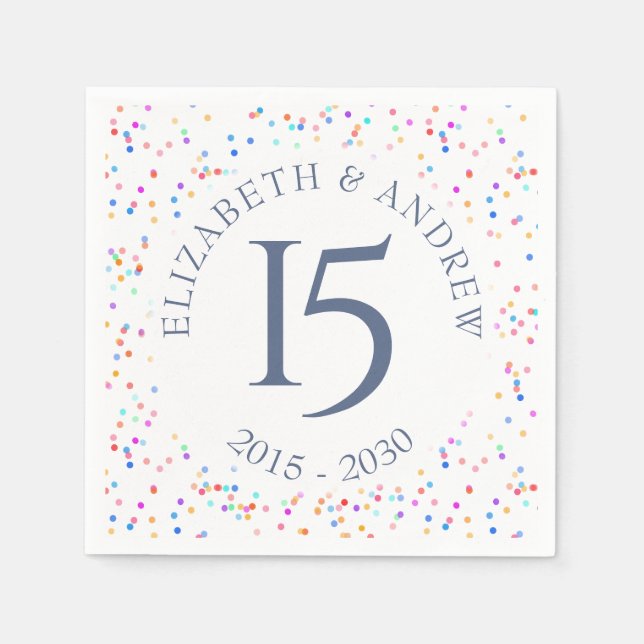 Serviette En Papier Tout Anniversaire Rainbow Confetti (Devant)