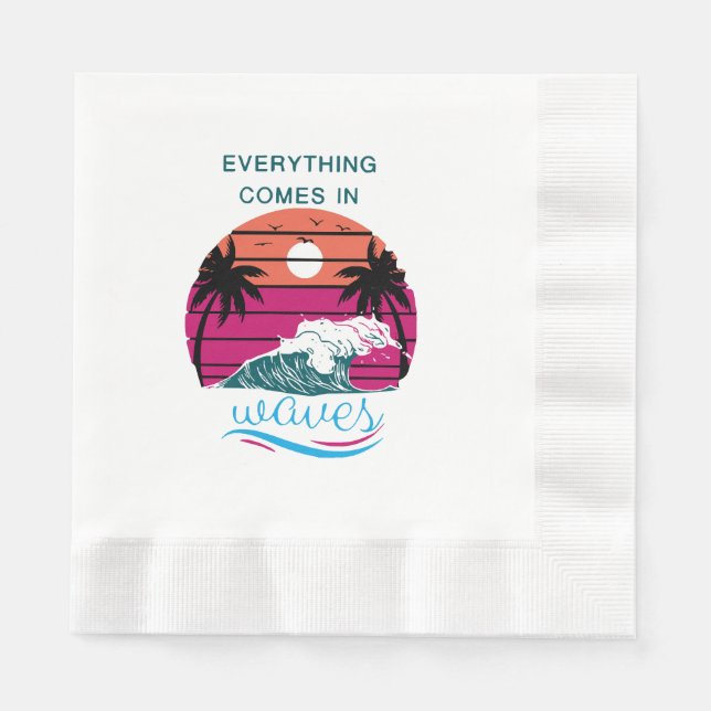 Serviette En Papier Tout Arrive par Vagues (Devant)