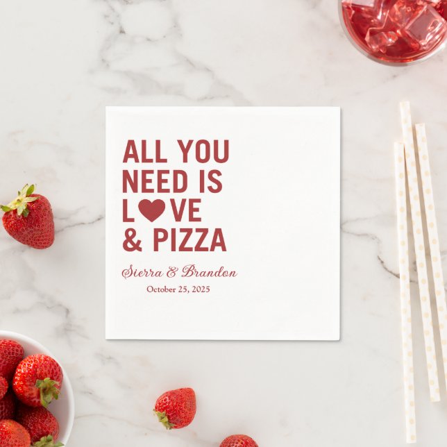 Serviette En Papier Tout ce dont vous avez besoin est amour & pizza Ma (En situation)