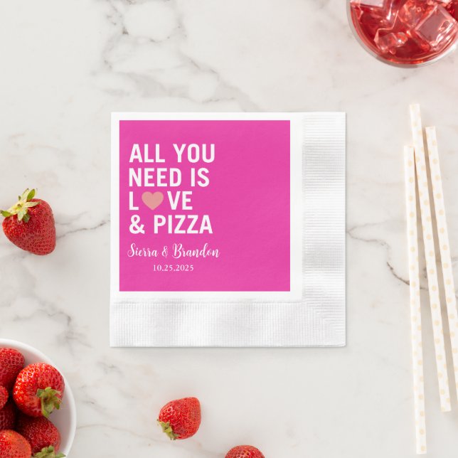 Serviette En Papier Tout ce dont vous avez besoin est amour & pizza Ma (En situation)