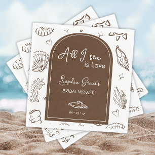 Serviette En Papier Tout ce que je vois est Amour Coquillages Bruns Gr