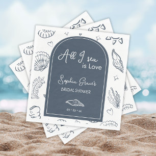 Serviette En Papier Tout ce que je vois est Amour Navy Blue Coquillage