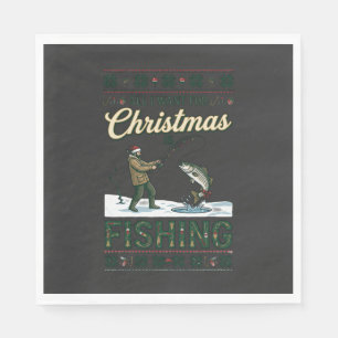 Serviette En Papier Tout ce que Noël veut c'est pêcher pêcheur poisson