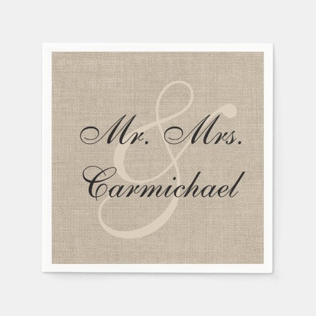 Serviette En Papier Tout Simplement Parfait M. & Mme Burlap Napkin (Devant)