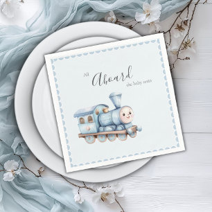 Serviette En Papier Toute à bord du train de bébé Garçon Bleu Baby Sho