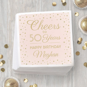 Serviette En Papier Toute bonne fête Cheers Rose poudré et Paillettes