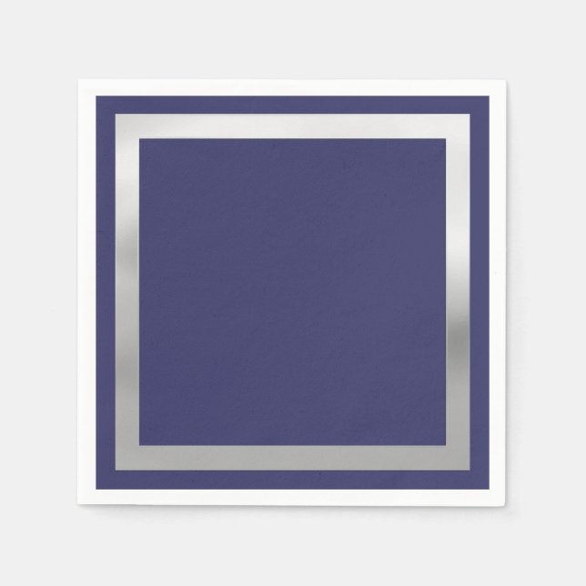 Serviette En Papier Toute couleur avec bordure "Argent" (Devant)