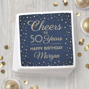 Serviette En Papier Toute fête d'anniversaire Cheers Bleu marine et do