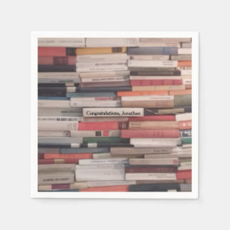 Serviette En Papier Towering Wall of Books Félicitations Nom personnal
