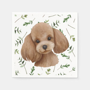Serviette En Papier Toy Poodle Green Boho Baby shower serviettes