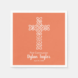 Serviette En Papier Trace brillante Baptême Communion