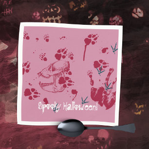 Serviette En Papier Traces sanguines éffrayantes du crâne d'Halloween