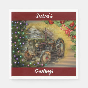 Serviette En Papier Tracteur agricole de Noël avec arbre de Noël