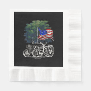 Serviette En Papier Tracteur agricole vintage drapeau américain patrio