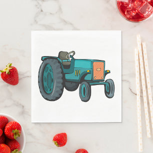Serviette En Papier Tracteur Bleu Vintage Vie de Ferme
