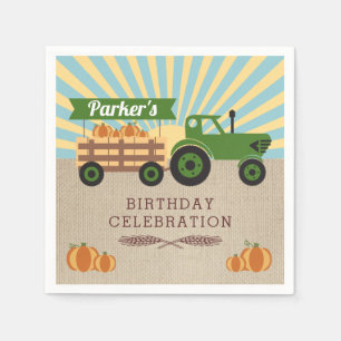 Serviette En Papier Tracteur Hayride Citrouille Anniversaire