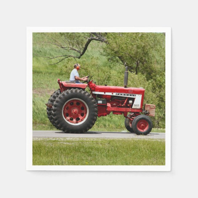 Serviette En Papier Tracteur rouge (Devant)