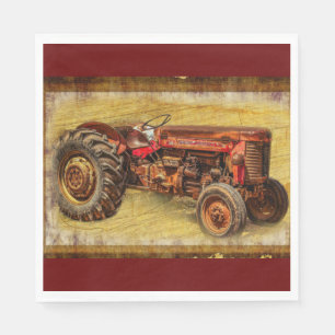 Serviette En Papier Tracteur rouge antique