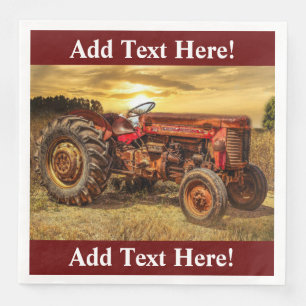 Serviette En Papier Tracteur rouge vintage Tracteur antique Tracteur f