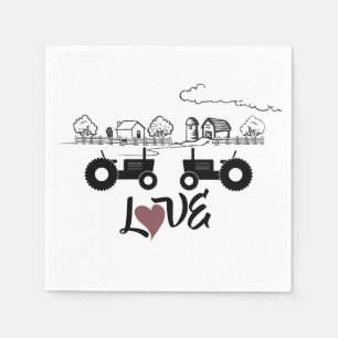Serviette En Papier Tracteur Silhouette Couple dans LOVE Farm